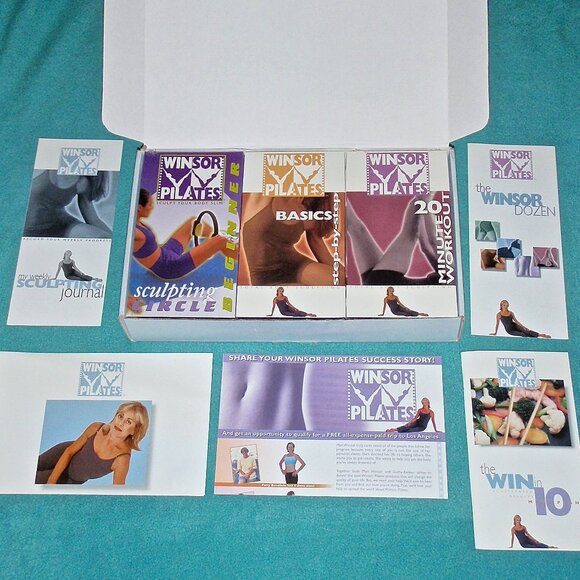 SET OF 6 WINSOR PILATES VHS TAPES & PAPERWORK IN ORIGINAL BOX~TAPES NEW & SEALED - Picture 2 of 6